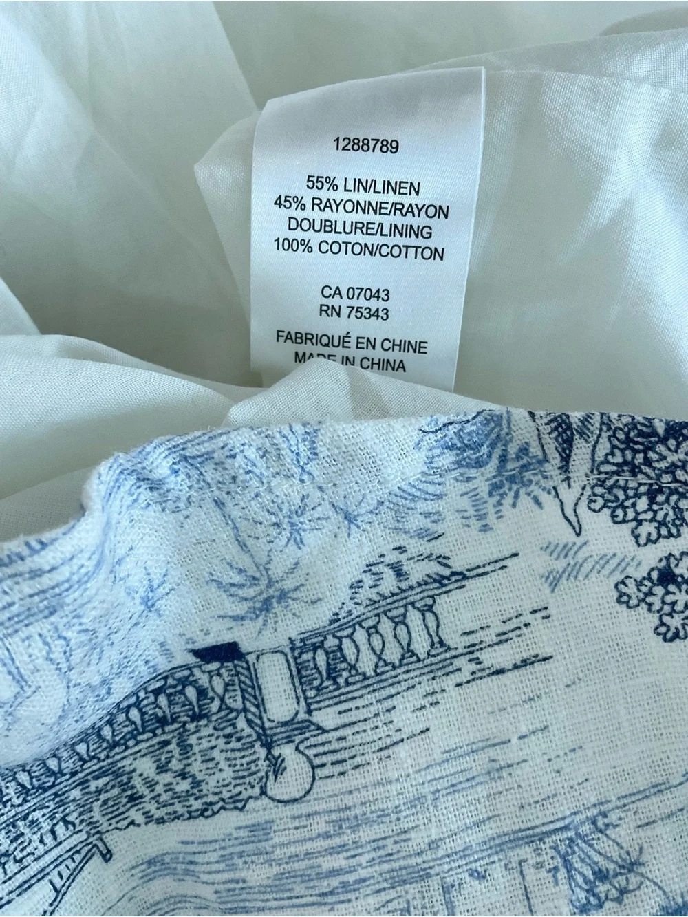Caroline Constas Toile Linen Blend Maxi Dress Blue White Resort NWT Large - Picture 4 of 8
